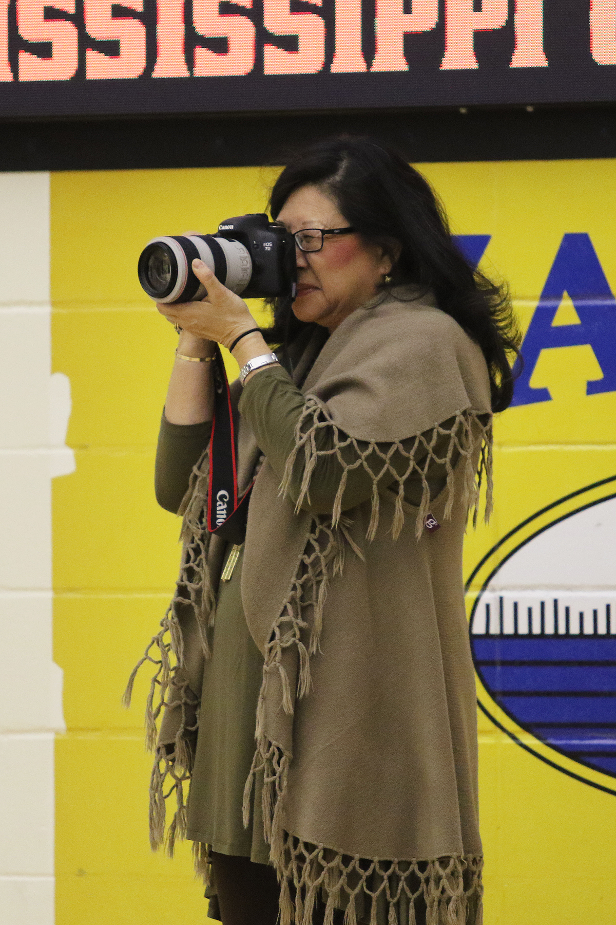 Davis on the sidelines at a Co-Lin women’s basketball game.